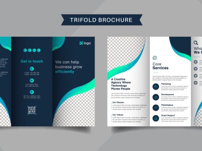 Corporate business trifold brochure template. Modern, Creative a